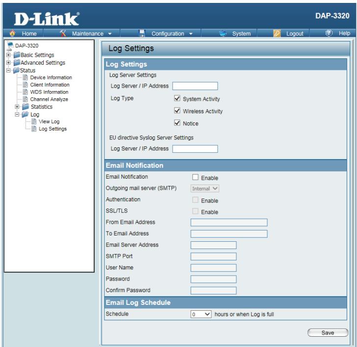 D-LINK DAP-2020 - Log Settings - 2