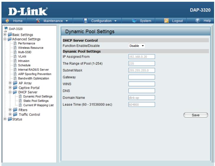 D-LINK DAP-2020 - Dynamic Pool Settings - 1