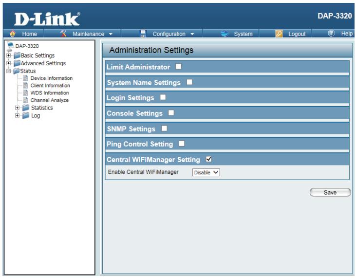 D-LINK DAP-2020 - Central WiFiManager Settings - 1
