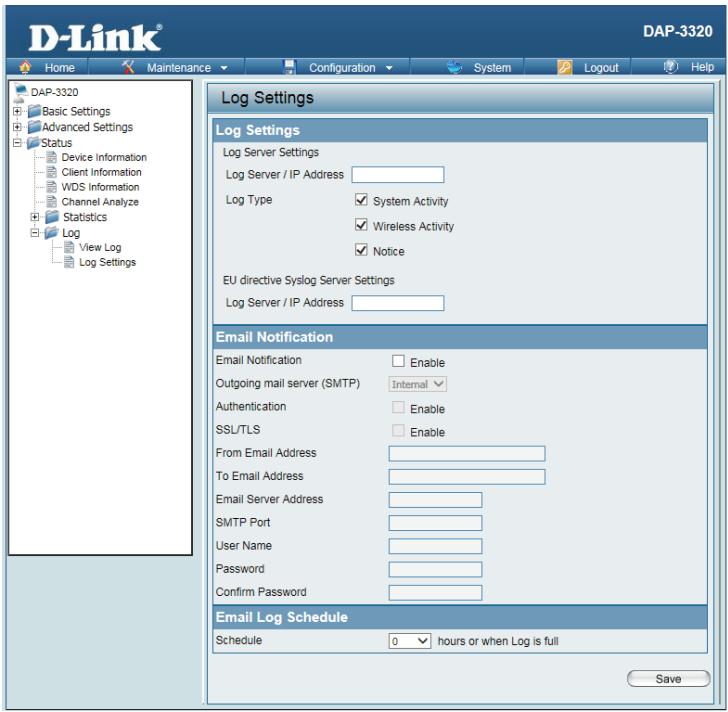 D-LINK DAP-2020 - Log Settings - 1