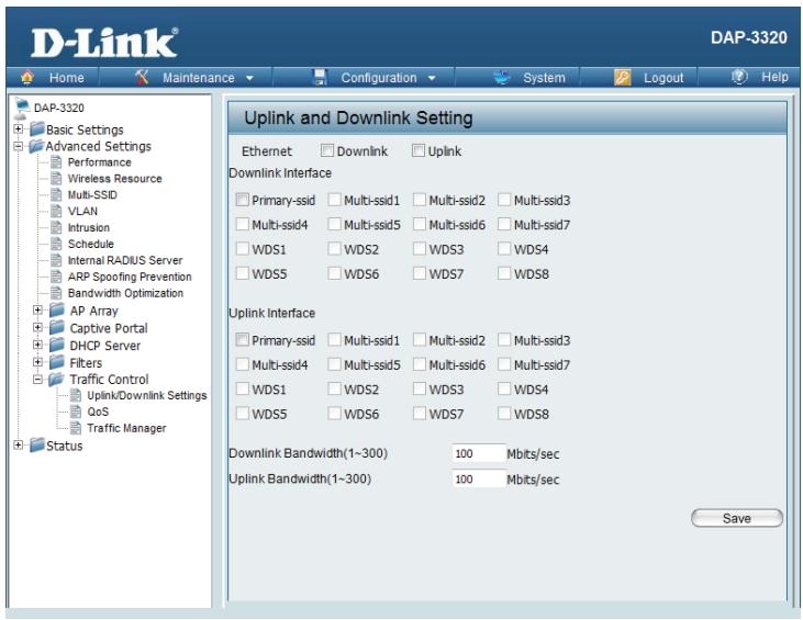 D-LINK DAP-2020 - Traffic Control Uplink/Downlink Settings - 1