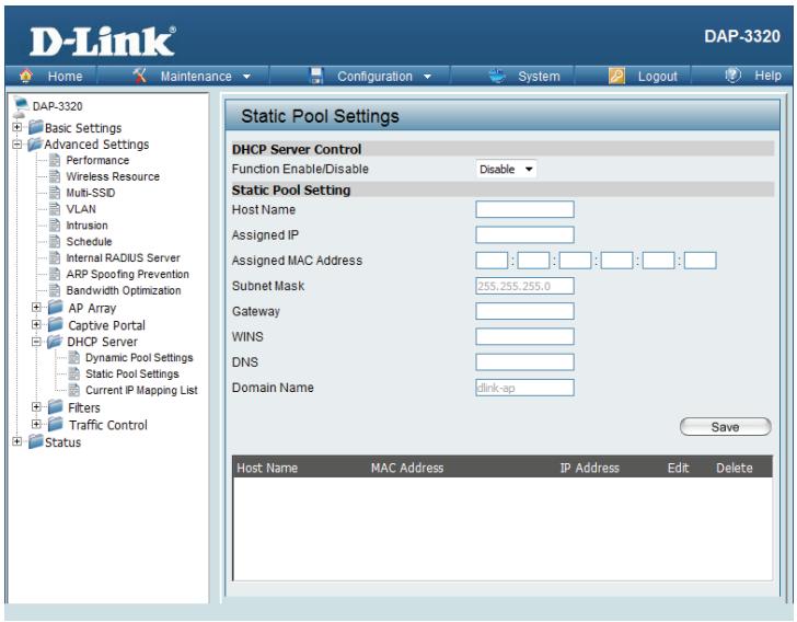 D-LINK DAP-2020 - Static Pool Setting - 1