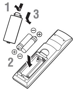 YAMAHA BD-A1060 - Loading the batteries in the remote control - 1
