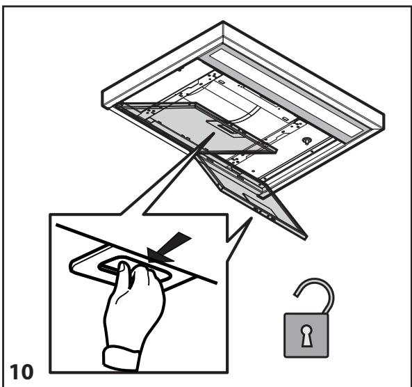 Diagram illustrating a hand holding a key inserted into a device, with an inset showing the close-up of the component being locked.