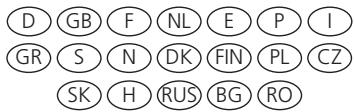 D GB F NL E P I GR S N DK FIN PL CZ SK H RUS BG RO