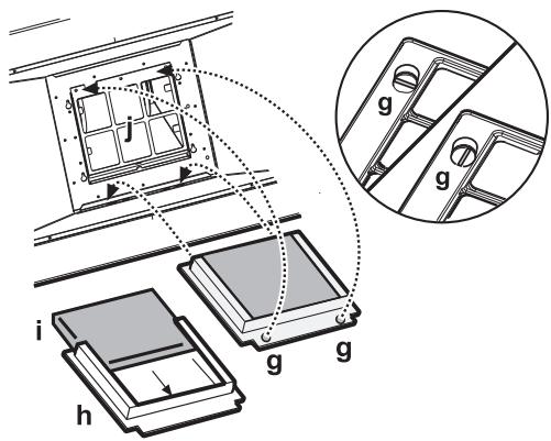 WHIRLPOOL WHF96AMX  - WHG96AMX - WHF66AMX - Montarea filtrului pe bază de carbune: - 1
