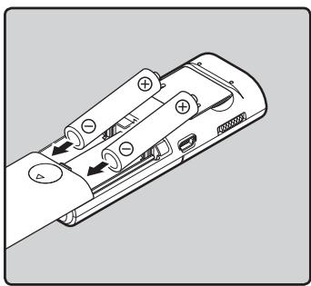 OLYMPUS DM-7 - Insertion des piles - 2