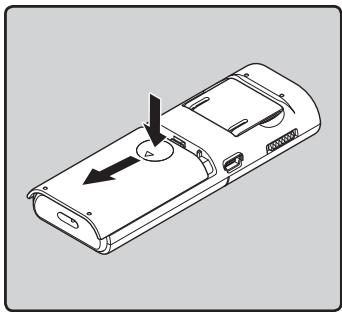 OLYMPUS DM-7 - Insertion des piles - 1