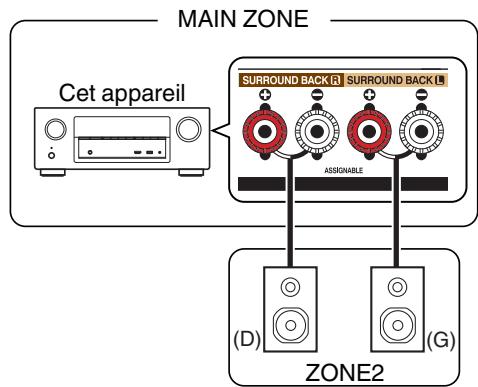 DENON AVR-X2400H - AVRX2400H - ■ Connexion 2: Connexion via les bornes de sortie des enceintes - 1