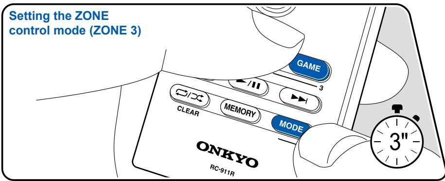ONKYO TX-NR575 - Switch remote control mode (ZONE 3) - 1