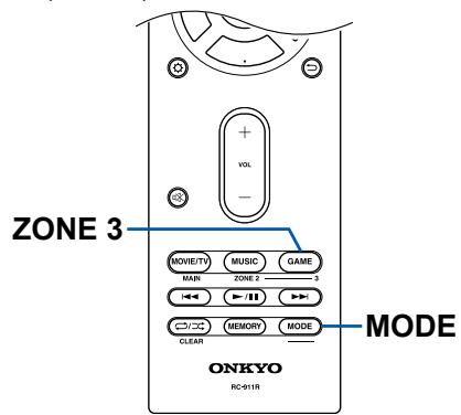ONKYO TX-NR575 - Switch remote control mode (ZONE 3) - 3