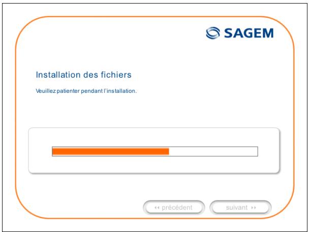Installation des fichiers Veuillez patienter pendant l'installation.