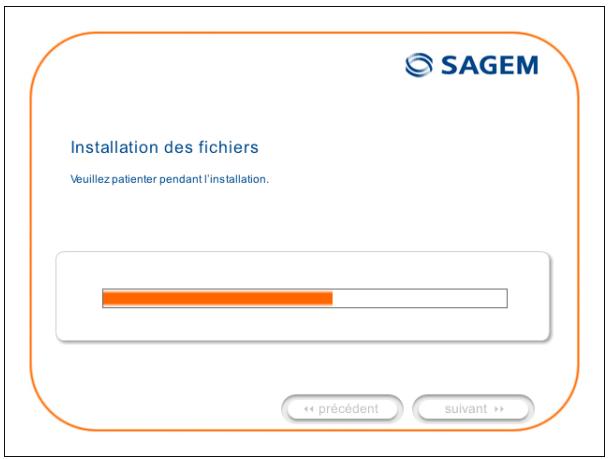 Installation des fichiers Veuillez patienter pendant l'installation.