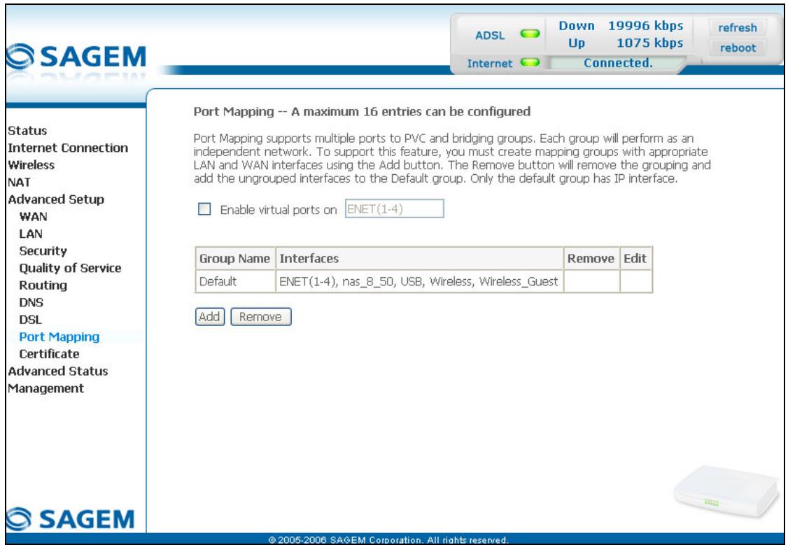SAGEM COM FAST 2704N - Port Mapping - 1
