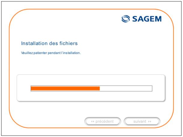 Installation des fichiers Veuillez patienter pendant l'installation.