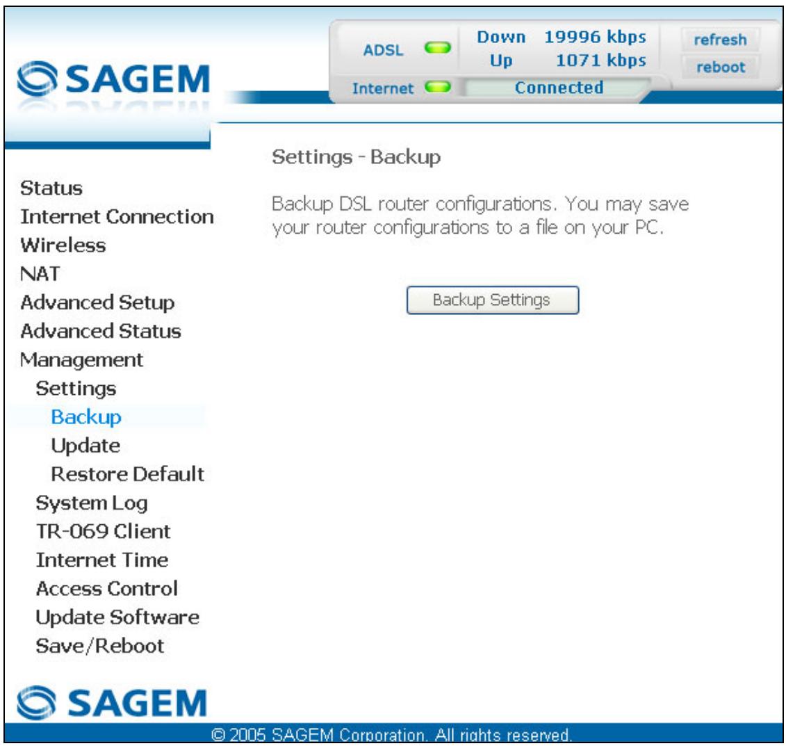 SAGEM COM FAST 2704N - Backup - 2