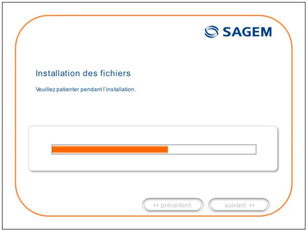 Installation des fichiers Veuillez patienter pendant l'installation.