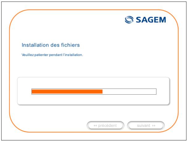 Installation des fichiers Veuillez patienter pendant l'installation.