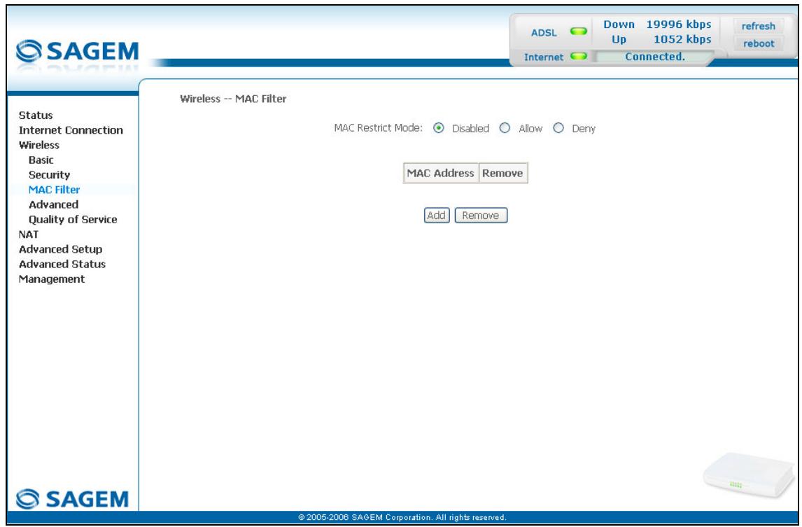 SAGEM COM FAST 2704N - MAC Filter - 1