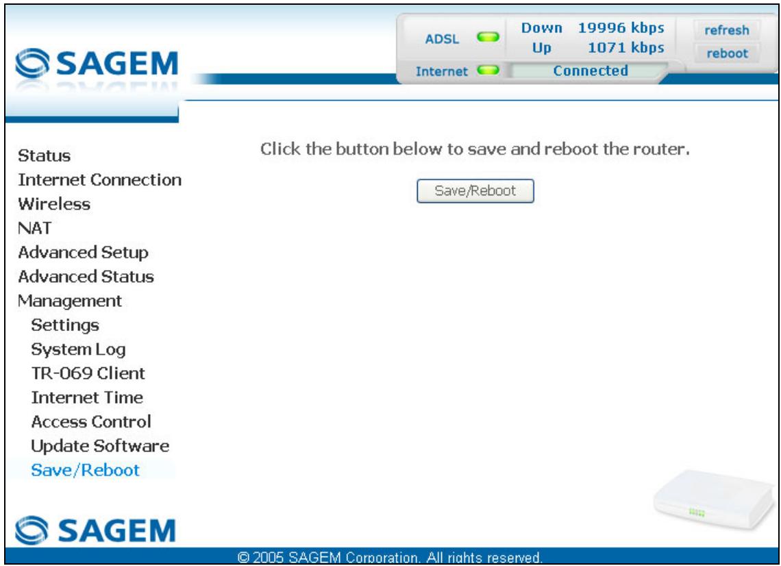 SAGEM COM FAST 2704N - Save/Reboot - 1