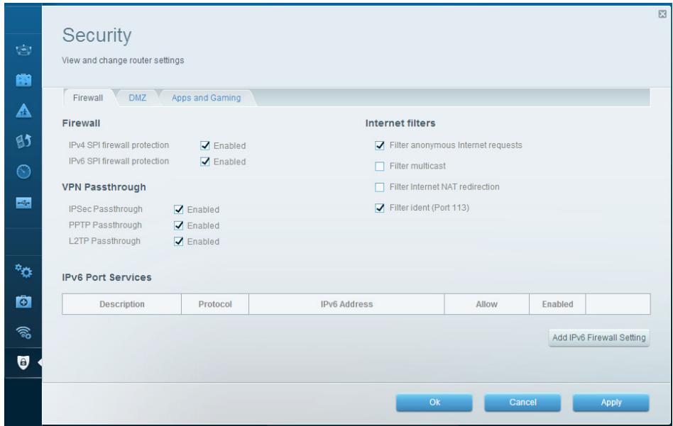 LINKSYS N300 - To set IPv6 firewall settings, do the following: - 1