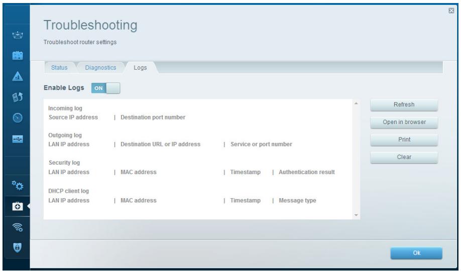 LINKSYS N300 - To enable and view logs, do the following: - 1