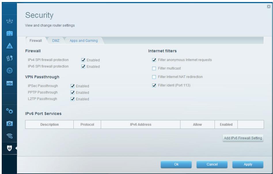 LINKSYS EA8300 - To set IPv6 firewall settings, do the following: - 1