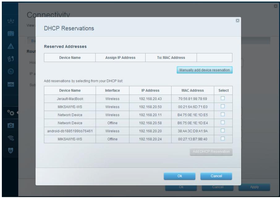 LINKSYS EA8300 - Pour configurer la réservation DHCP : - 1