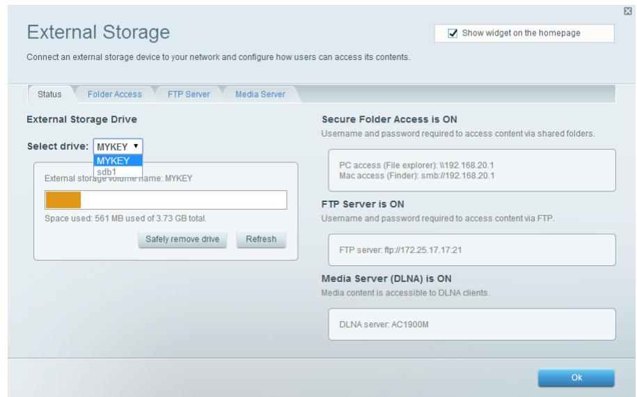 LINKSYS EA8300 - Pour afficher I'etat et les paramètres de votre lecteur connecté : - 1