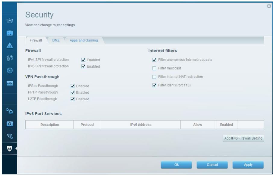 LINKSYS EA8300 - Pour définiir les paramètres de pare-feu IPv6, faites ce qui suit : - 1