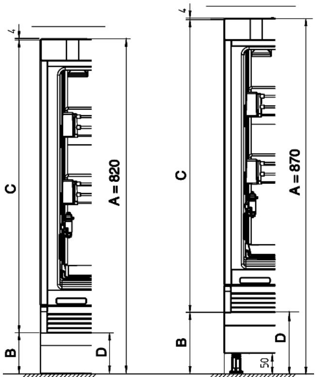 A = 820 C B D C A = 870 B D 50