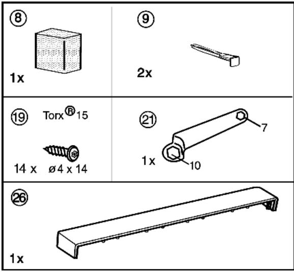 ⑧ 1x ⑨ 2x ⑲ Torx® 15 14 x Ø4 x 14 ⑳ 1x ⑳ 10 ⑳ 7