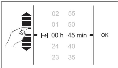 02 55 01 50 → |→| 00 h 45 min ◀ OK 24 40 23 35