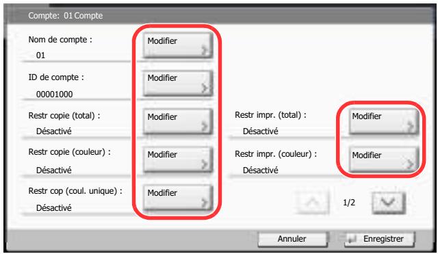 KYOCERA TASKALFA 2551CI - Entre les informations du compte. - 1