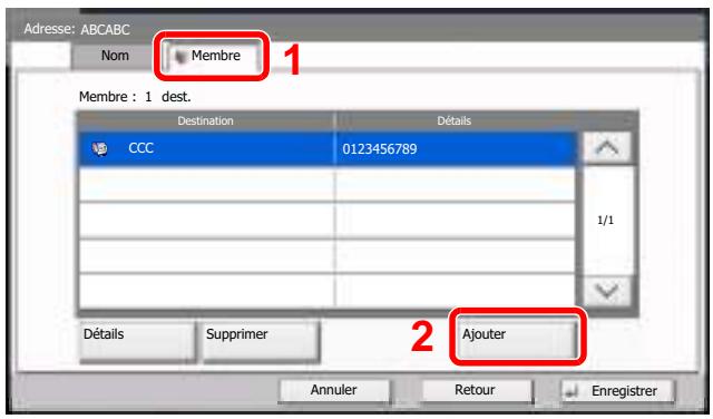 KYOCERA TASKALFA 2551CI - Sélectionner les membres (destinations). - 1