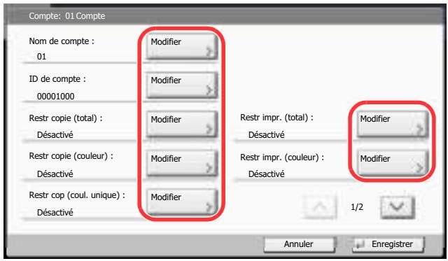 KYOCERA TASKALFA 2551CI - Modification des informations de compte - 1