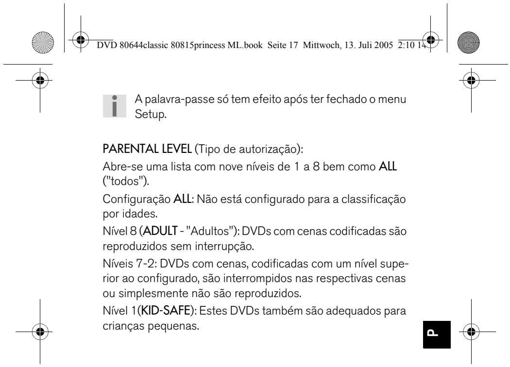MEDION DISNEY DVD PLAYER MD 8064480815 - Menu PARENTAL (Controlo de acesso) - 6