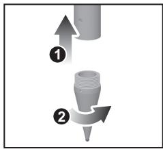 OREGON SCIENTIFIC ANÉMOMÈTRE/ GIROUETTE-THERMO/ HYGROMÈTRE - Installation du support de la perche d'acier: - 1
