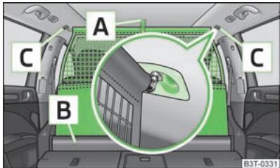 SKODA SUPERB - Utilisation du filet de séparation derrière les sièges avant - 1