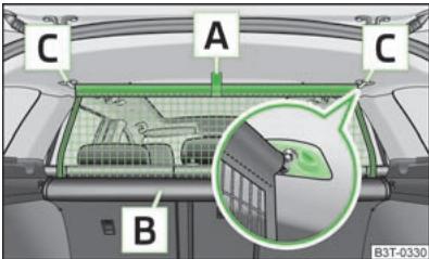 SKODA SUPERB - Utilisation du filet de séparation derrière les sièges arrêté - 1
