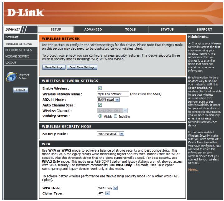 D-LINK DWR 921 4G - Mode de sécurité sans fil - 1