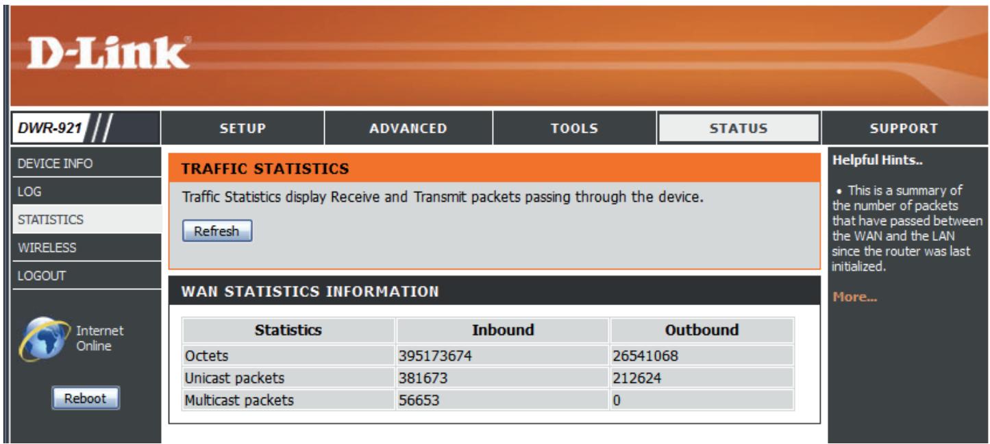 D-LINK DWR 921 4G - Statistiques - 1