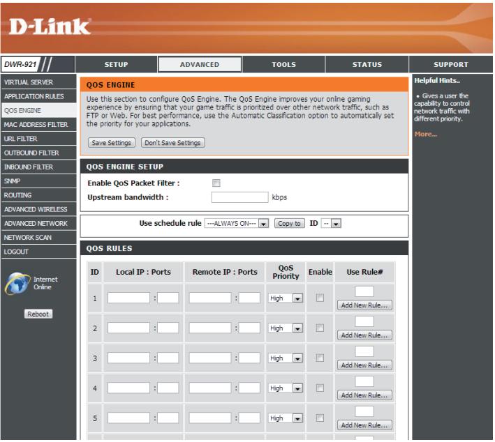 D-LINK DWR 921 4G - Règles QOS - 1