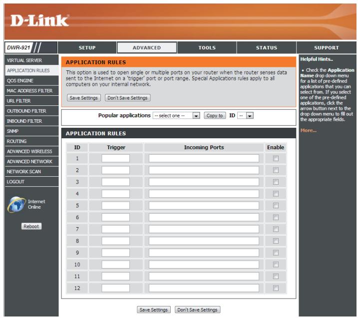 D-LINK DWR 921 4G - Règles d'application - 1