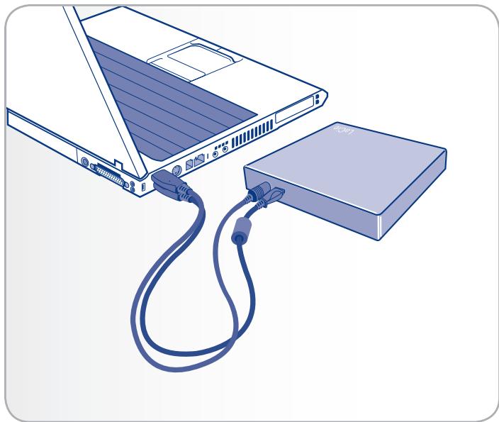 LACIE PORTABLE DVD±RW MAC - Connexion d'un cable d'alimentation partagée USB (en option) - 1