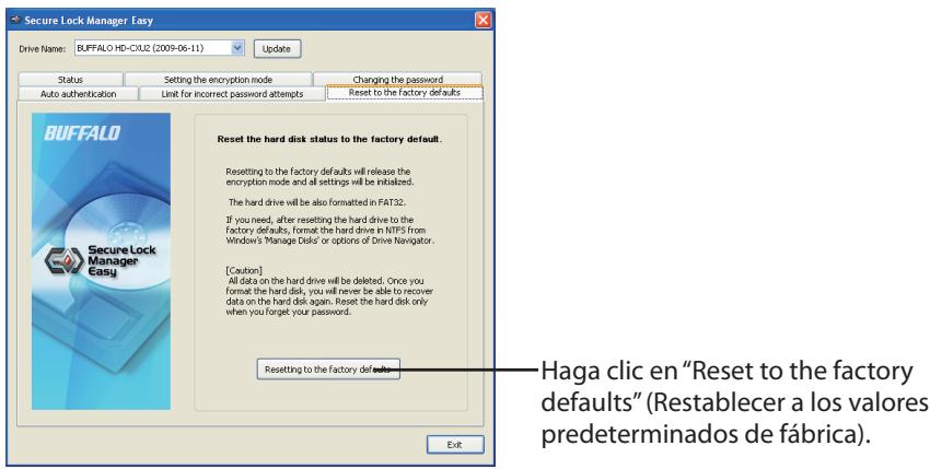 BUFFALO HD-PXT : MINISTATION™ WITH HARDWARE ENCRYPTION - Restablecer a los values predeterminados de fabrica - 2