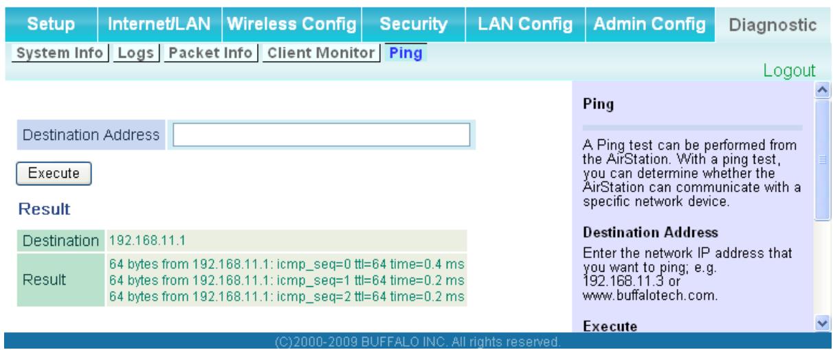 BUFFALO WHR-HP-G300N : AIRSTATION™ WIRELESS-N 300MBPS CABLE ROUTER - Ping - 1