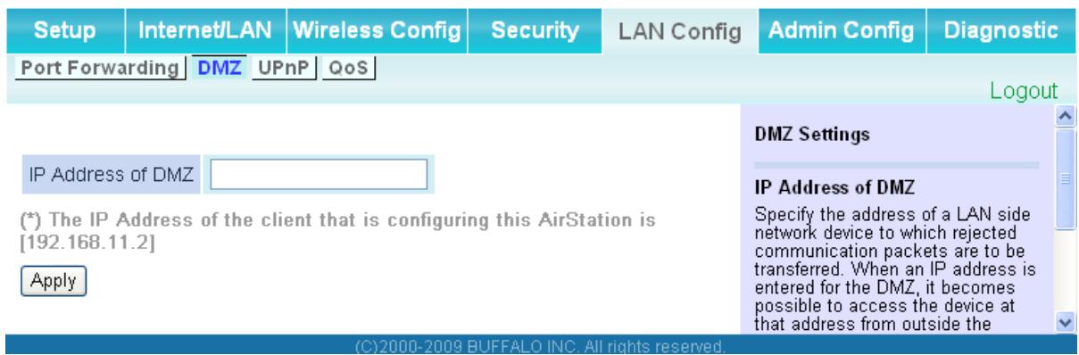 BUFFALO WHR-HP-G300N : AIRSTATION™ WIRELESS-N 300MBPS CABLE ROUTER - Router g) DMZ - 1