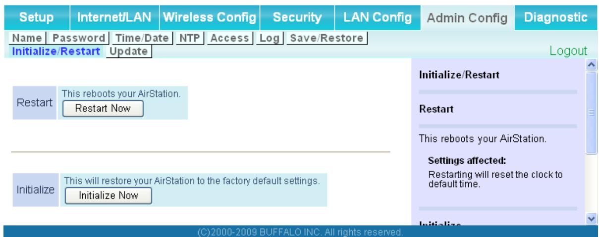BUFFALO WHR-HP-GN : AIRSTATION™ N-TECHNOLOGY 150MBPS CABLE ROUTER - Initialize/Restart - 1