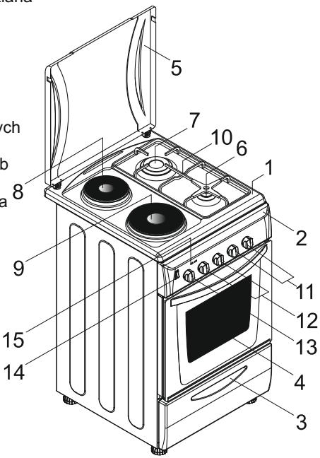 CANDY CCG6503PW - WYGLAD ZEWNETRZNY URZADZENIA I JEGO ELEMENTY SKŁADOWE - 3